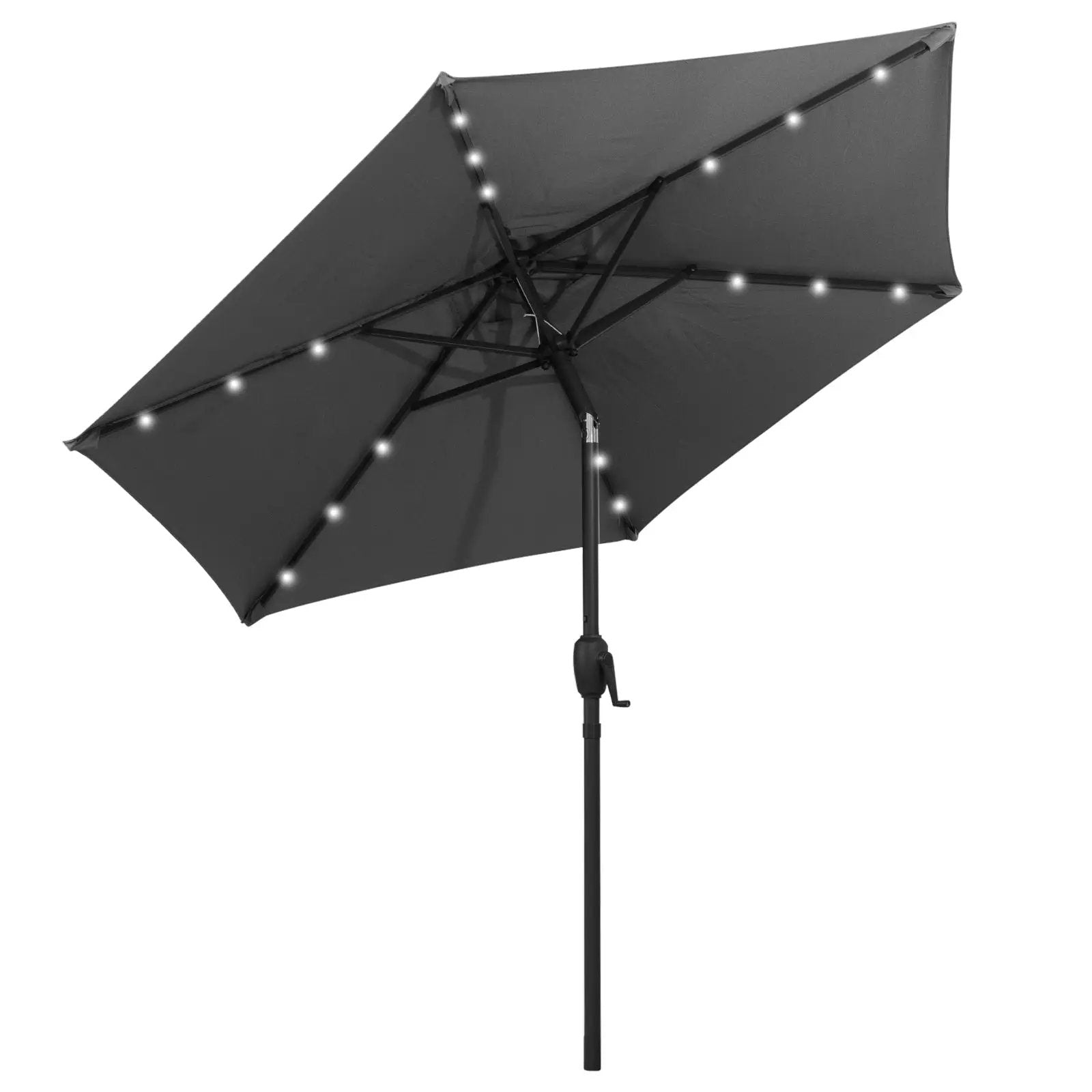 7.5 Feet Solar Powered Patio Umbrella with LED Lights and Crank Handle by DirectDeals