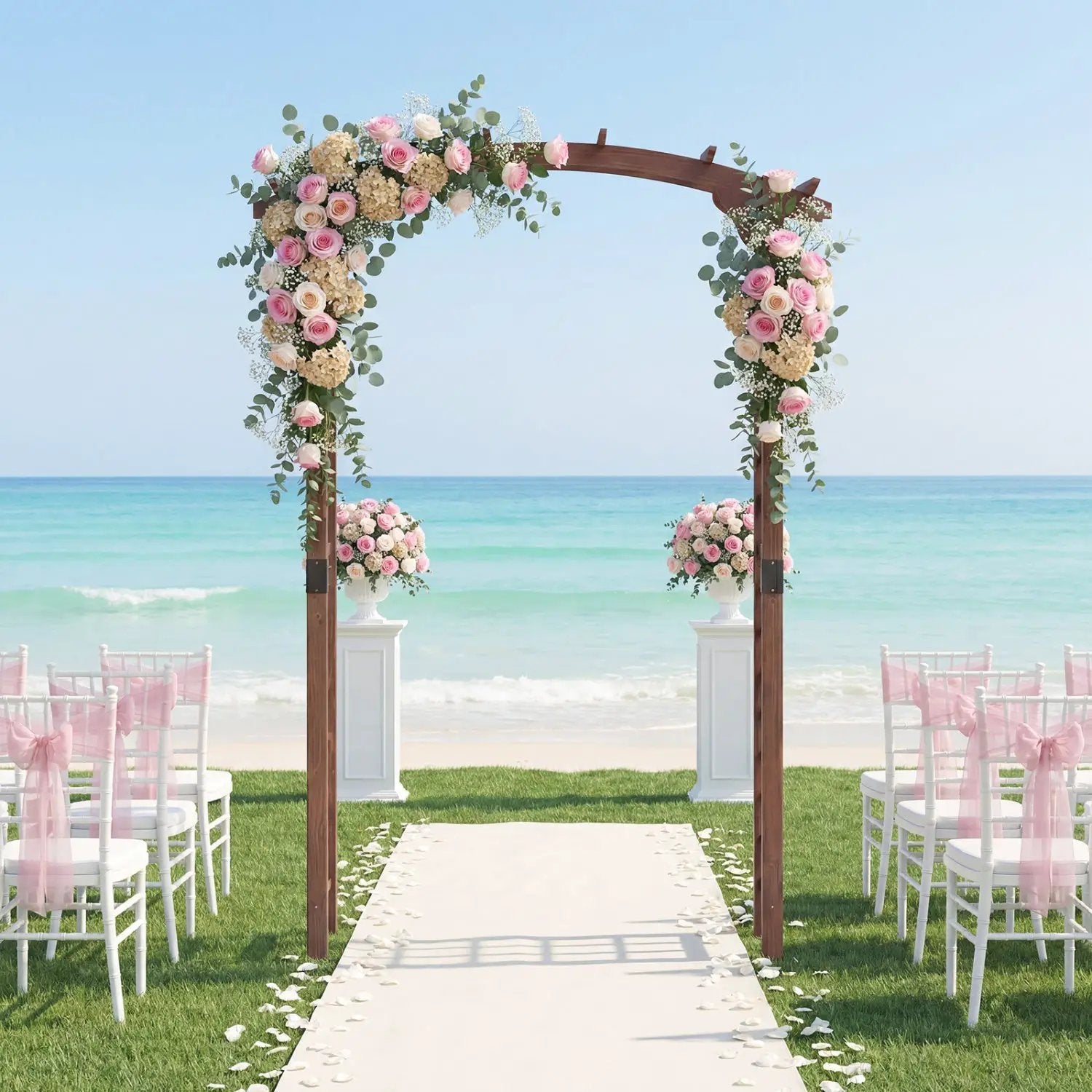 7.5 Ft Garden Arch Wooden Arbor Outdoor Wood Trellis for Climbing Plants by DirectDeals