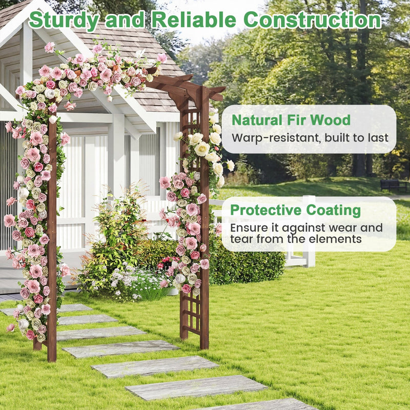 7.5 Ft Garden Arch Wooden Arbor Outdoor Wood Trellis for Climbing Plants by DirectDeals