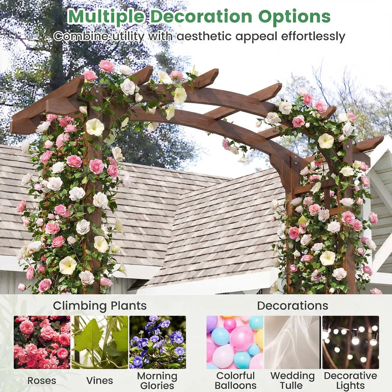 7.5 Ft Garden Arch Wooden Arbor Outdoor Wood Trellis for Climbing Plants by DirectDeals