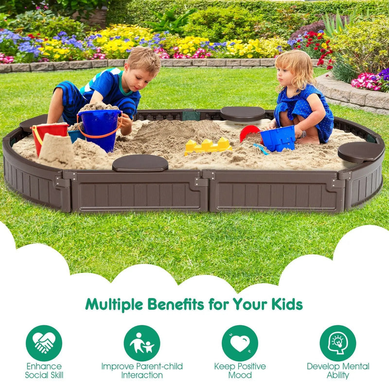 Sandbox with Built-in Corner Seat and Bottom Liner by DirectDeals