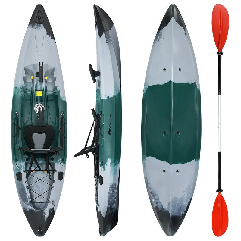 Sit-on-Top Fishing Kayak Boat With Fishing Rod Holders and Paddle-Gray by DirectDeals