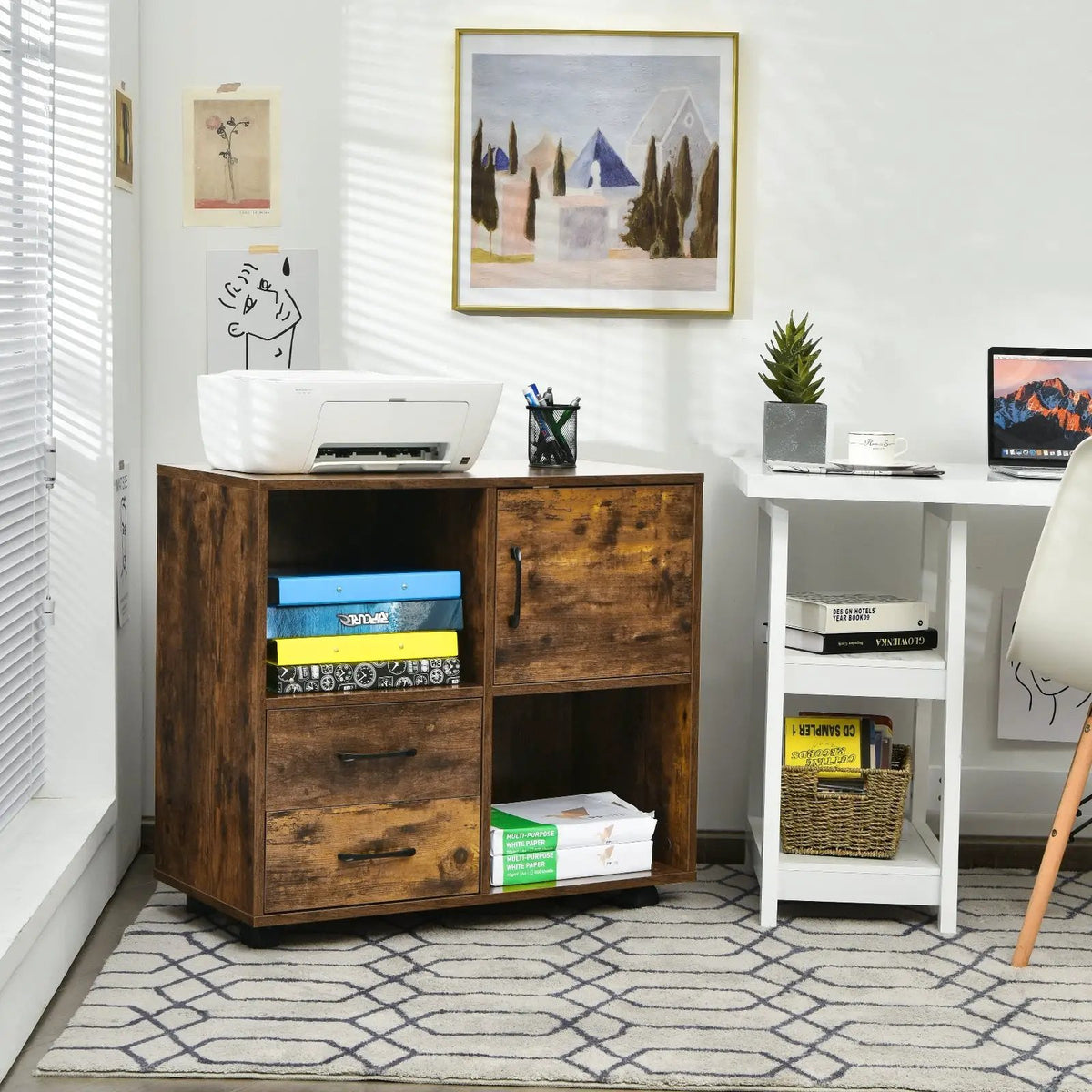 Mobile File Cabinet with Lateral Printer Stand and Storage Shelves, photo 3 of 16