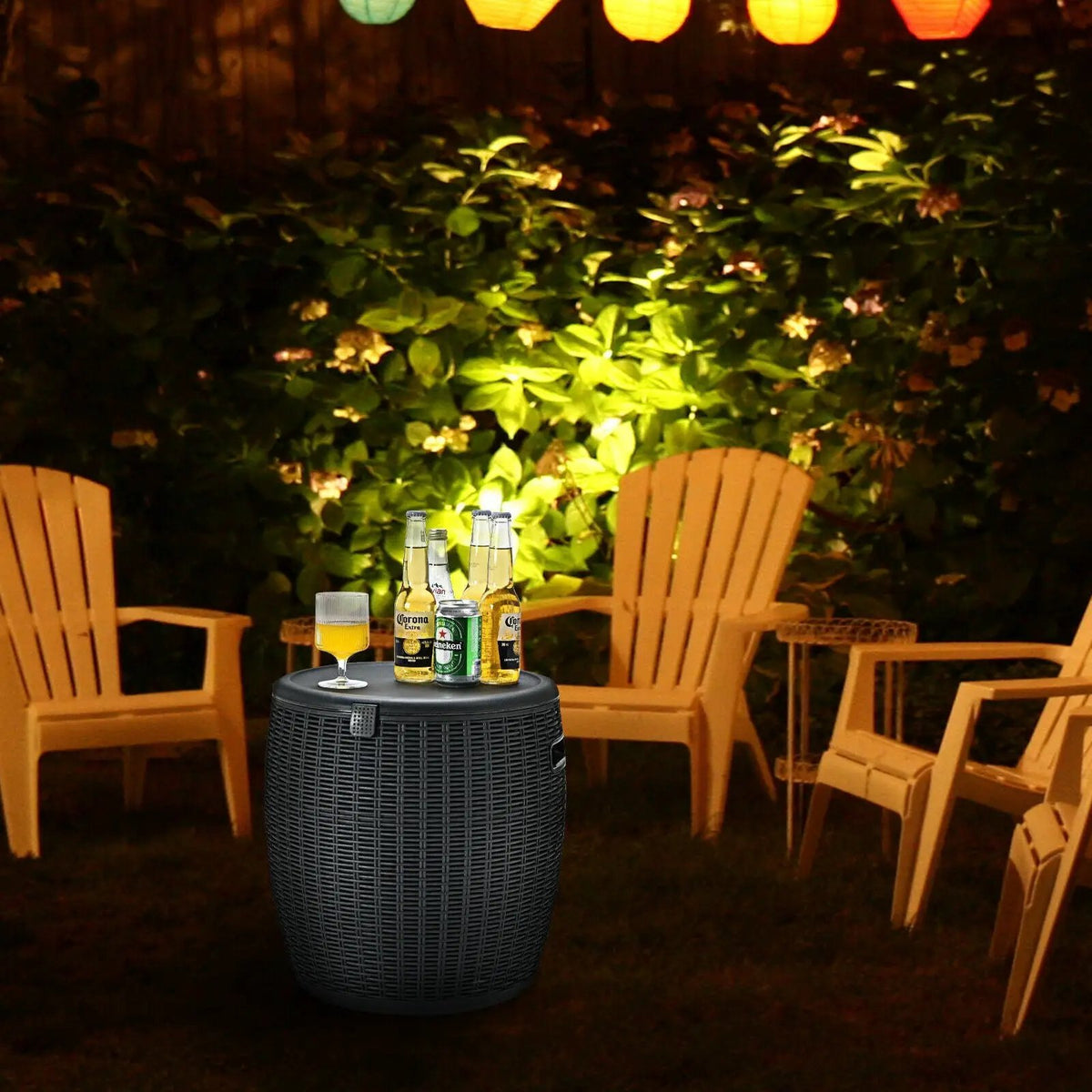9.5 Gallon 4-in-1 Patio Rattan Cool Bar Cocktail Table Side Table, photo 6 of 7