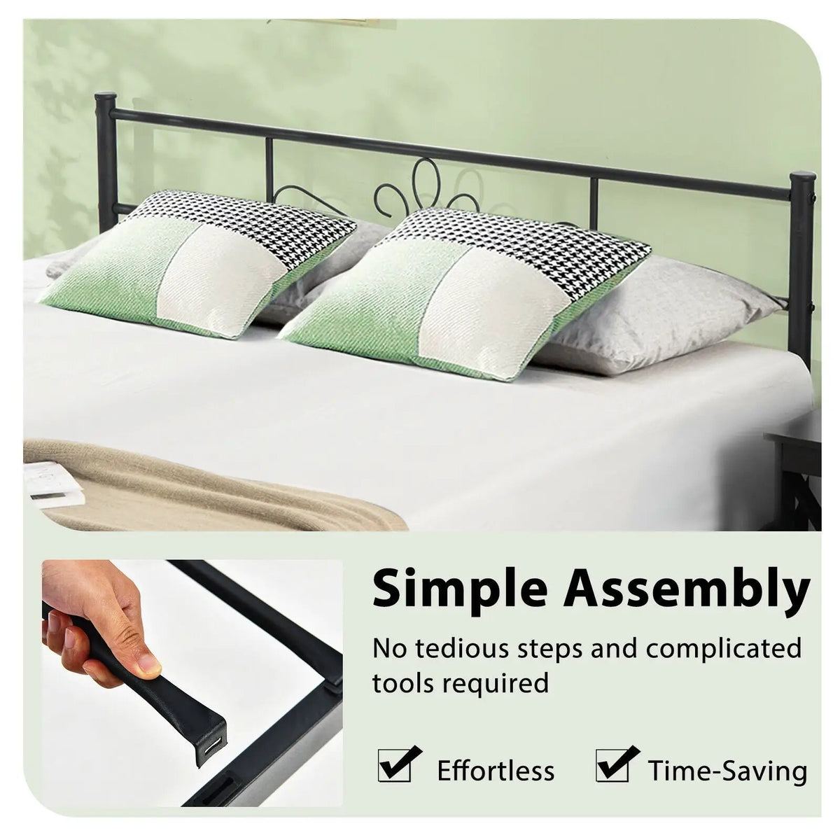 Twin/Full/Queen Size Metal Bed Frame with Headboard and Footboard, photo 8 of 10