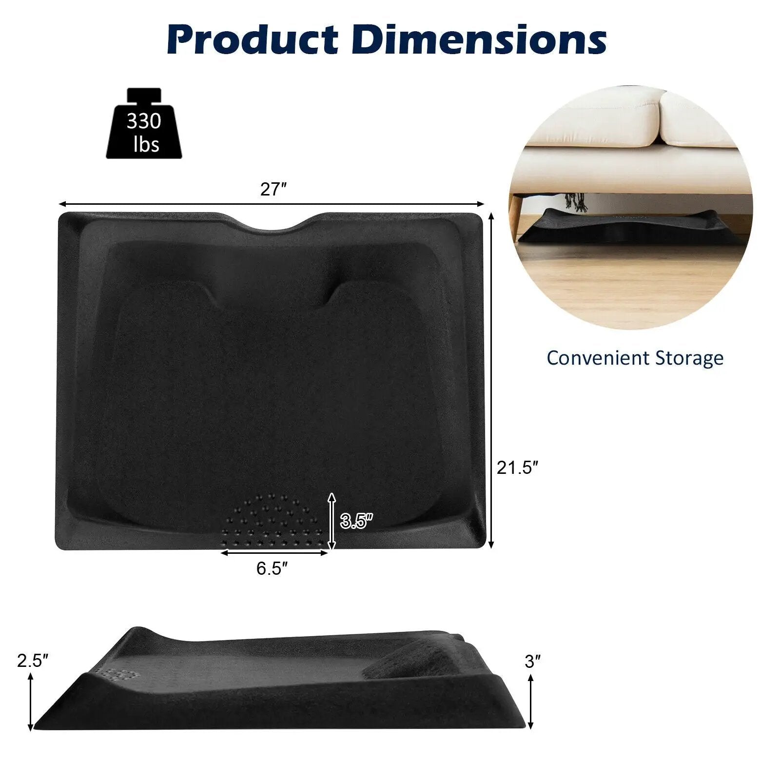 Portable Anti-Fatigue Standing Mat with Massage Point and Diverse Terrain for Office and Home-Black by DirectDeals
