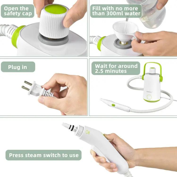 1000W Multifunction Portable Hand-held Steam Cleaner with 10 Accessories, photo 8 of 11