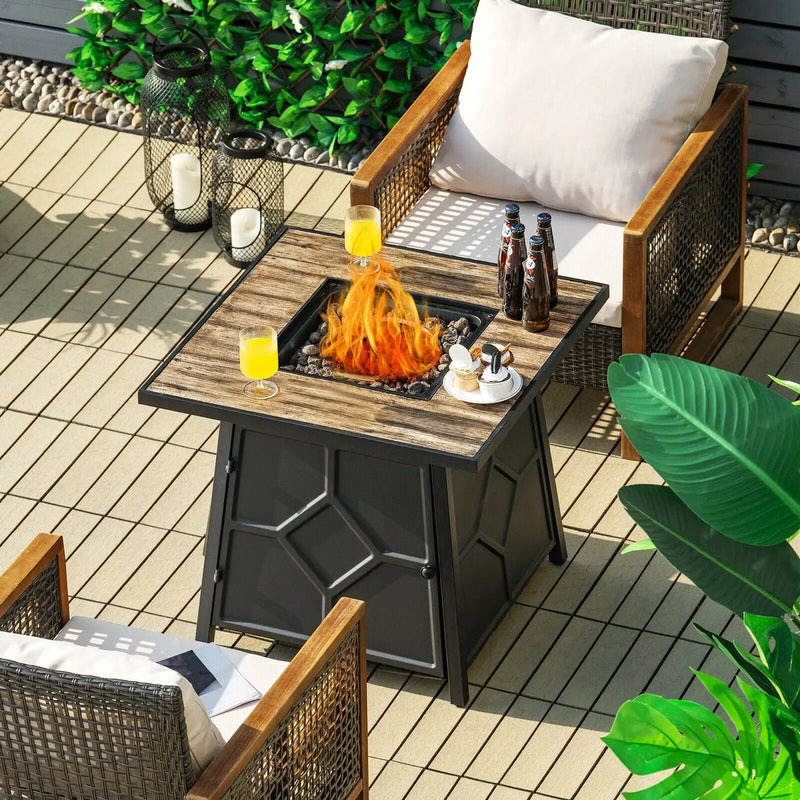 40 000 BTU 28 Inches Propane Gas Fire Pit Table With Cover by DirectDeals