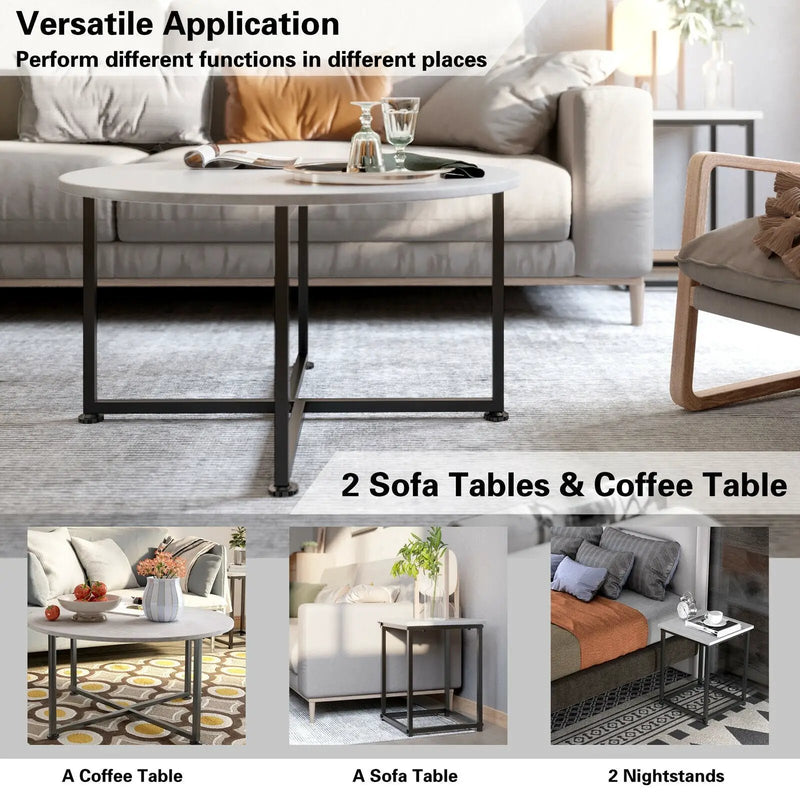 3-Piece Modern Faux Marble Coffee Table Set for Living Room by DirectDeals