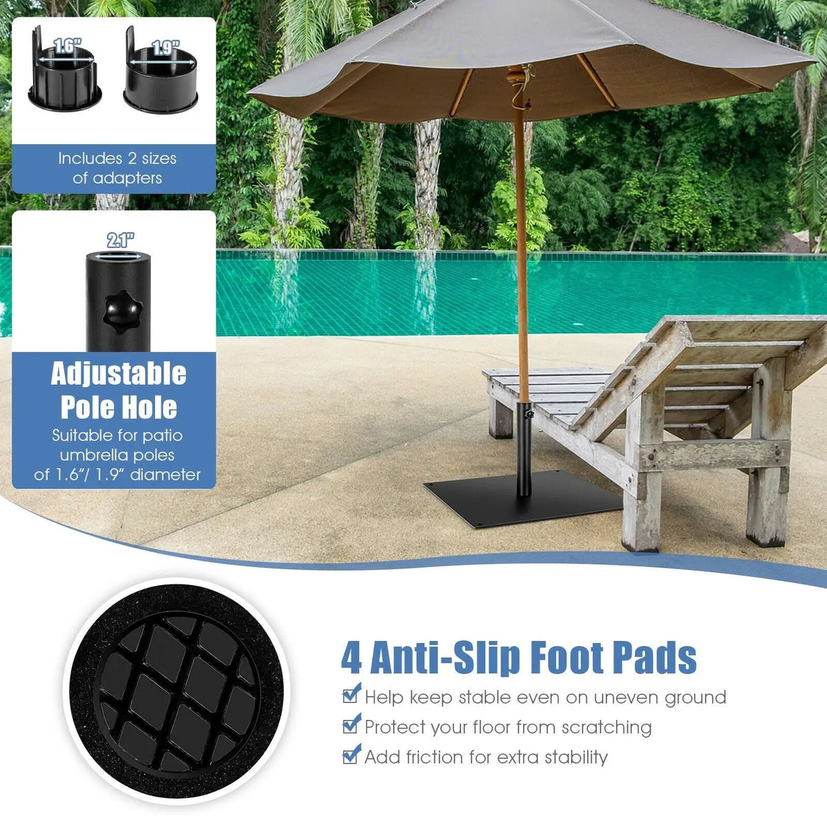 25 Inch Square Patio Umbrella Base 42 LBS Weighted, photo 5 of 7