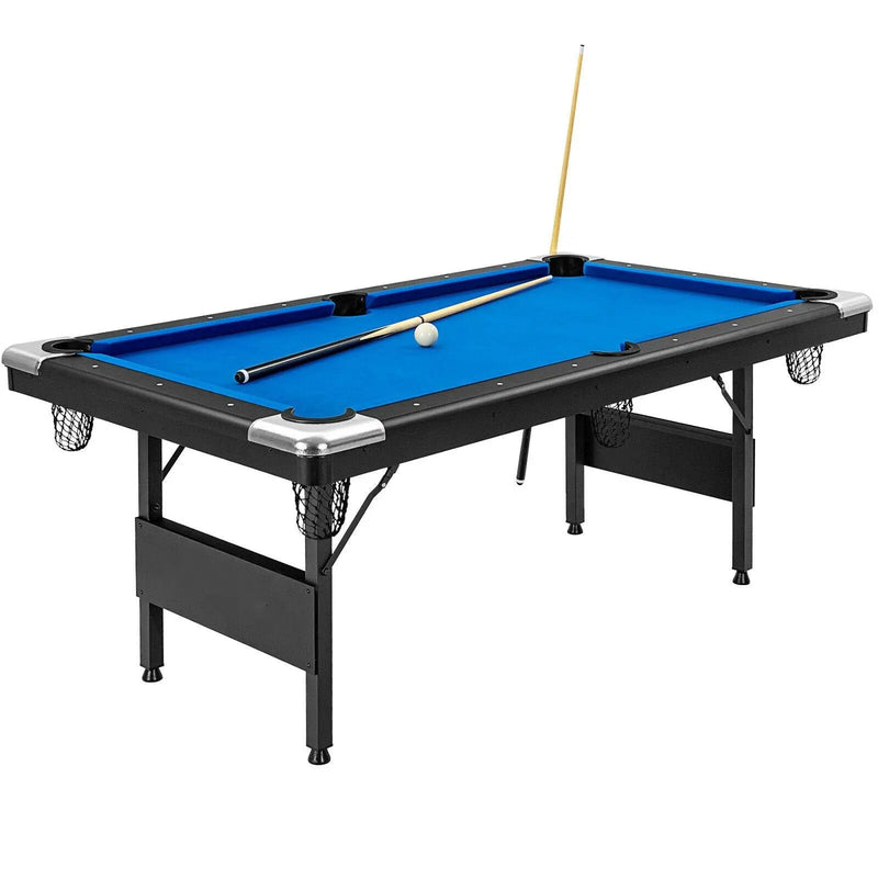 6 Feet Foldable Billiard Pool Table with Complete Set of Balls-Blue by DirectDeals