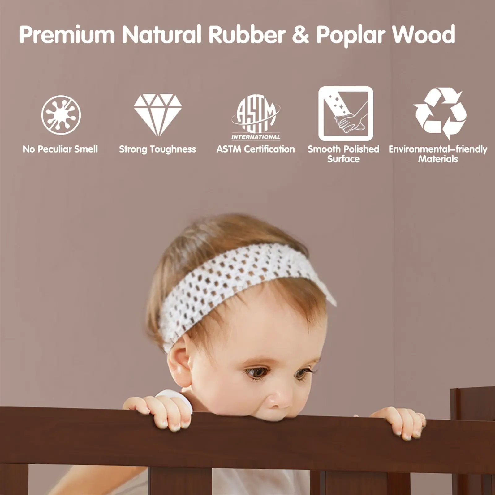 2-in-1 Convertible Kids Wooden Bedroom Furniture with Guardrails by DirectDeals