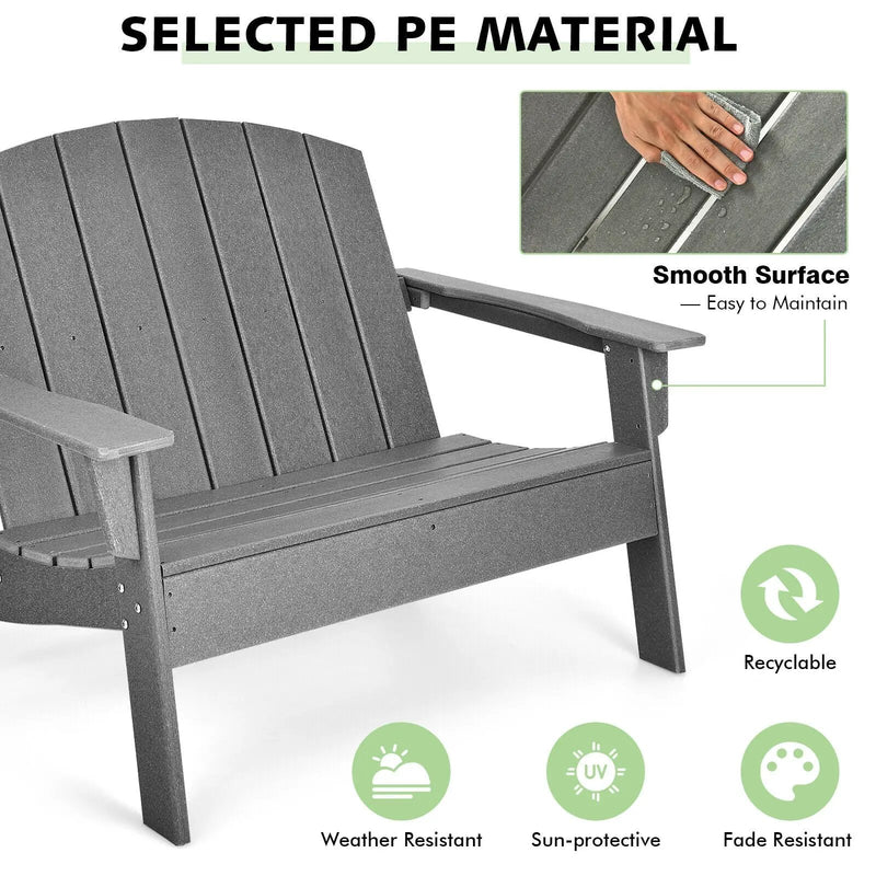 HDPE Patio Adirondack Chair for Porch Garden Backyard-Gray by DirectDeals