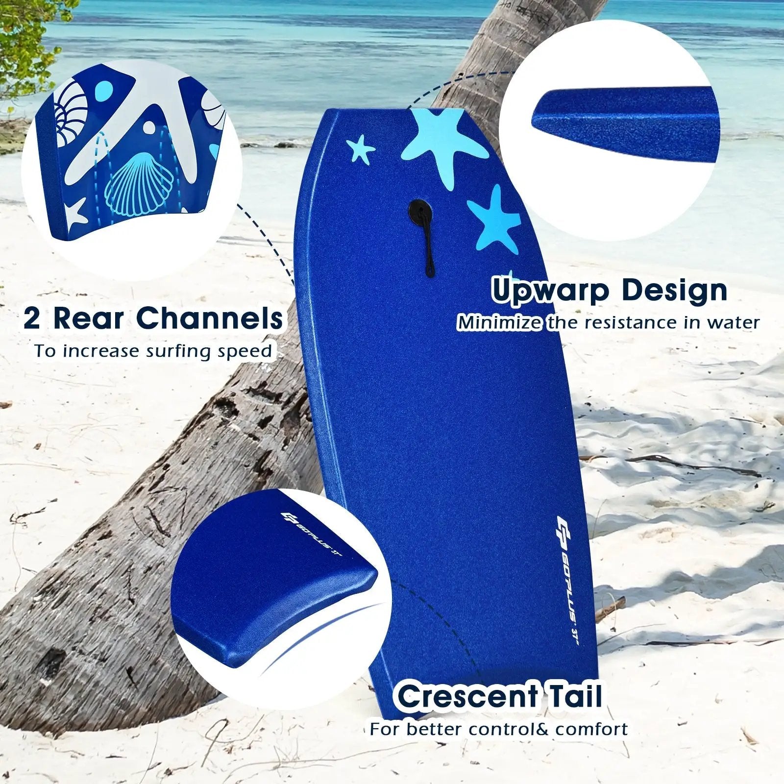 41 Inch Lightweight Super Portable Surfing Bodyboard by DirectDeals