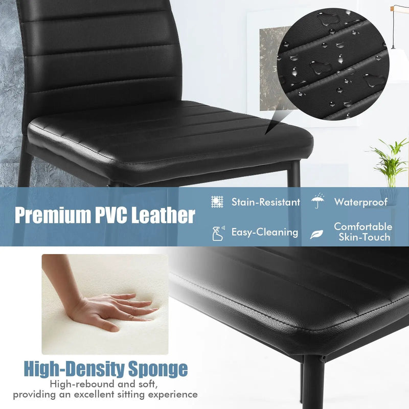 4 Pieces Modern Leather Dinning Chairs Set with Metal Frame by DirectDeals