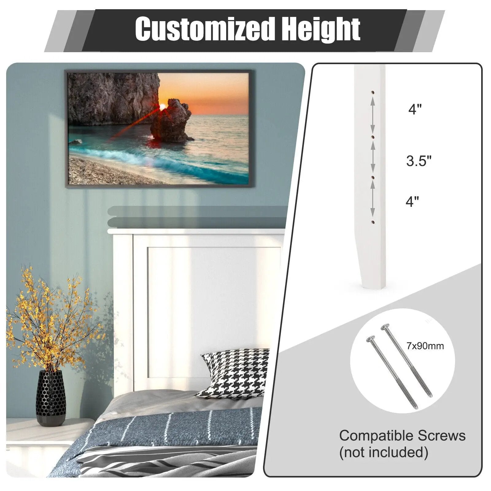 Solid Wood Flat Panel Headboard for Twin-size Bed by DirectDeals