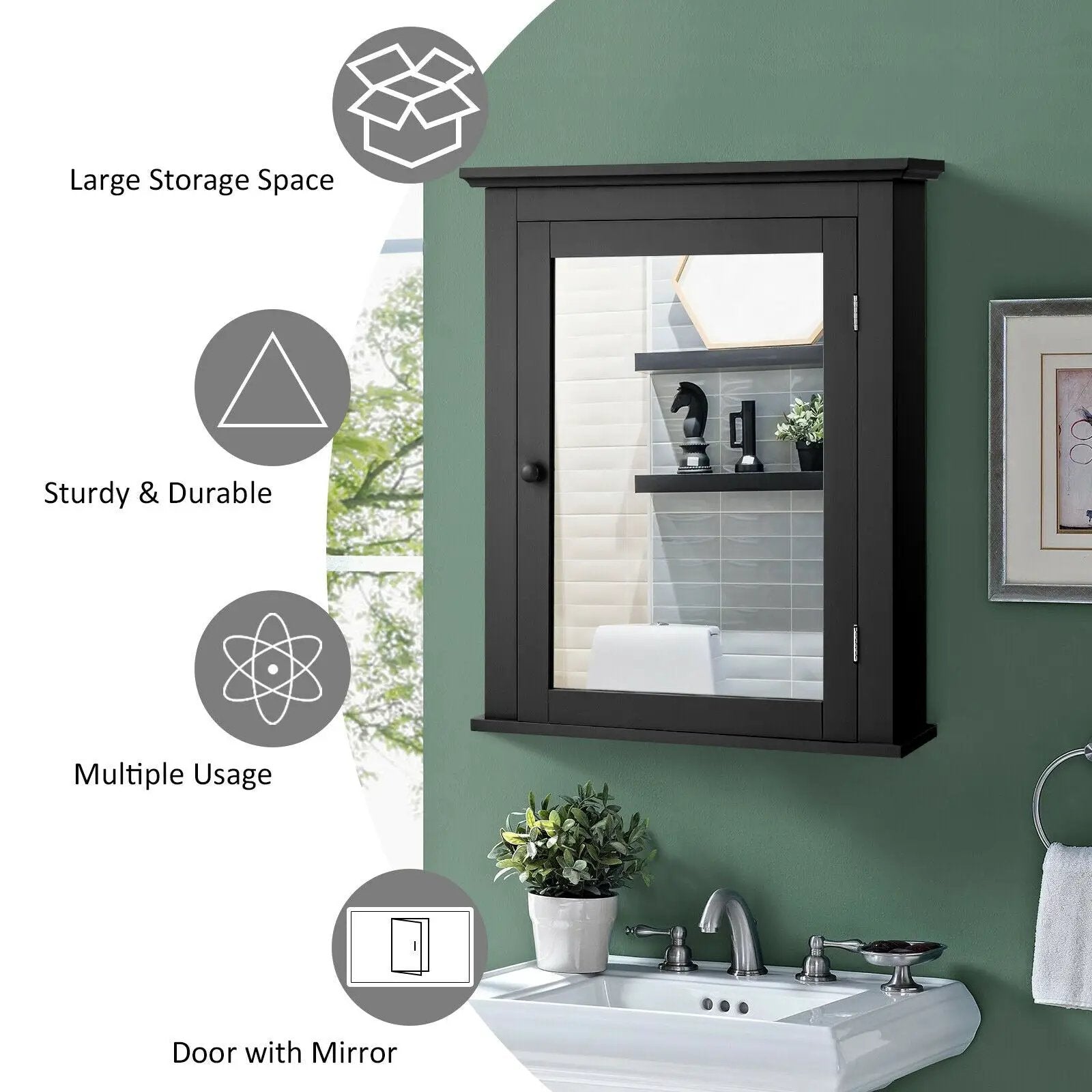 Bathroom Wall Mounted Storage Mirror Medicine Cabinet by DirectDeals
