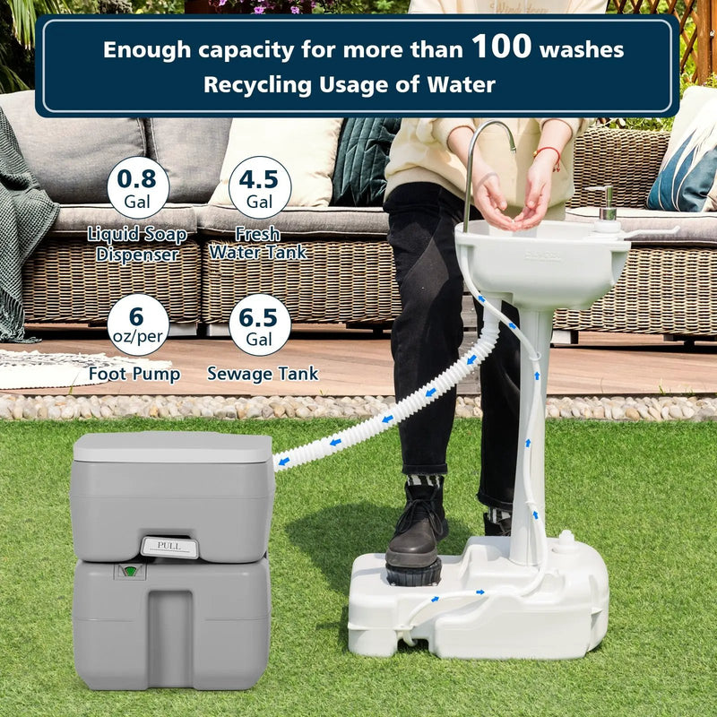 Camping Hand Wash Station Basin Stand with 4.5 Gallon Tank by DirectDeals