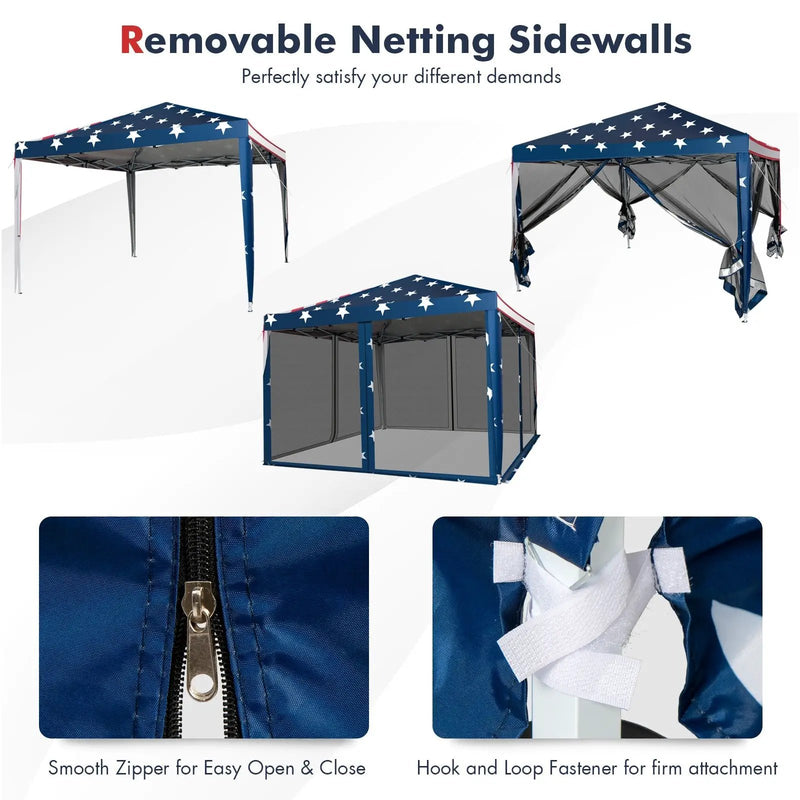 10 FT x 10 FT Pop-Up Canopy Tent Easy Setup Instant Folding Shelter with Mesh Netting by DirectDeals