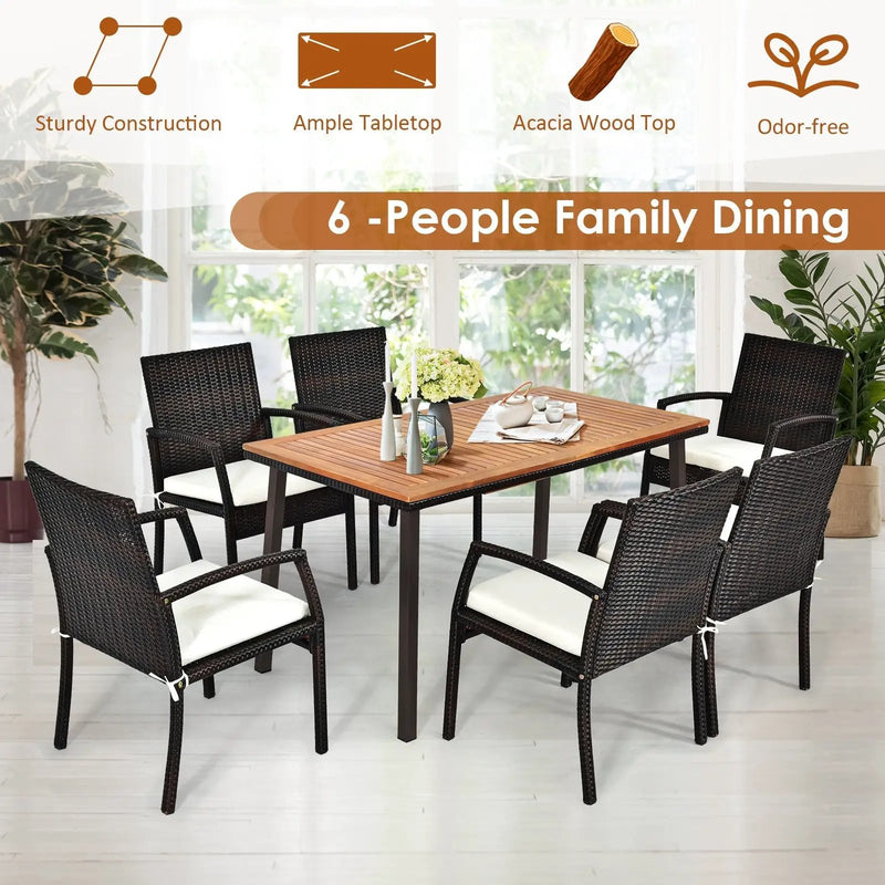 55 Inch Patio Acacia Dining Table with Umbrella Hole by DirectDeals