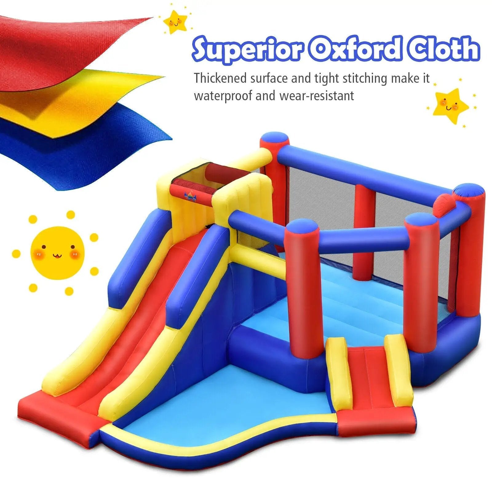 Kids Inflatable Bouncy Castle with Double Slides without Air Blower by DirectDeals