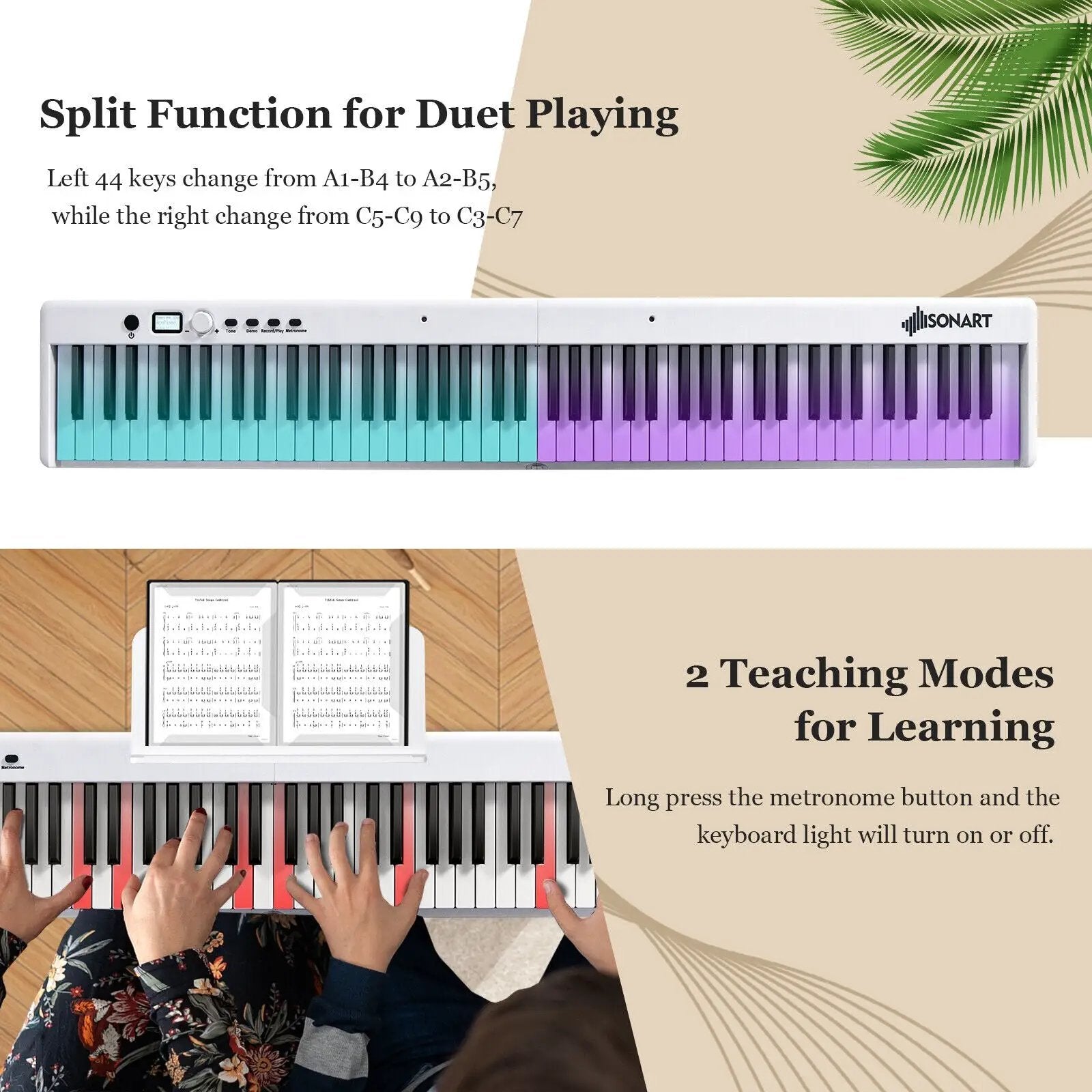 88-Key Folding Electric Lighted Piano Full-Size Portable Keyboard MIDI by DirectDeals