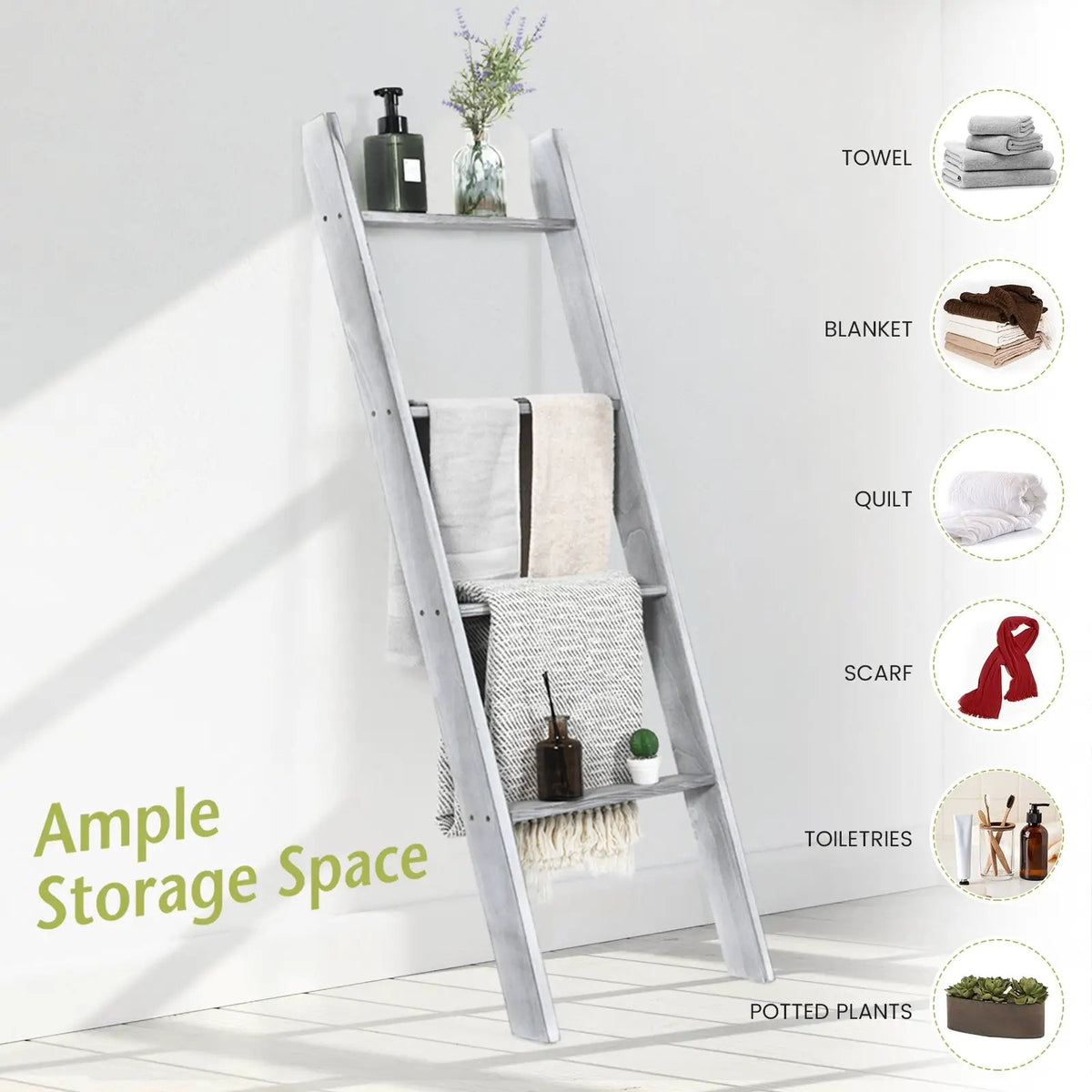 4-Tier Wall Leaning Ladder Shelf Stand, photo 2 of 9
