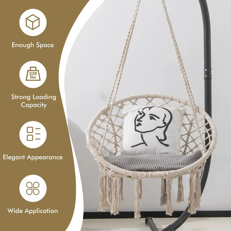 Hammock Chair LED Lights Hanging Swing Indoor Outdoor by DirectDeals