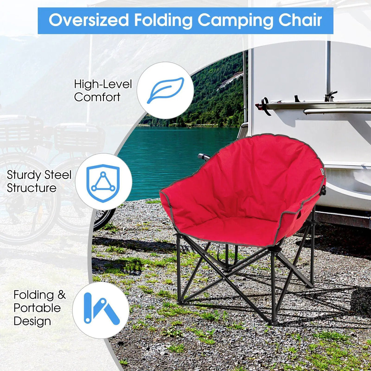 Folding Camping Moon Padded Chair with Carrying Bag, photo 11 of 11