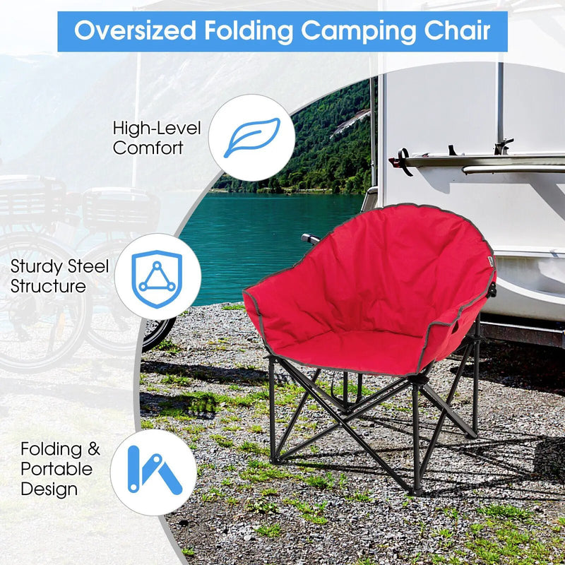 Folding Camping Moon Padded Chair with Carrying Bag by DirectDeals