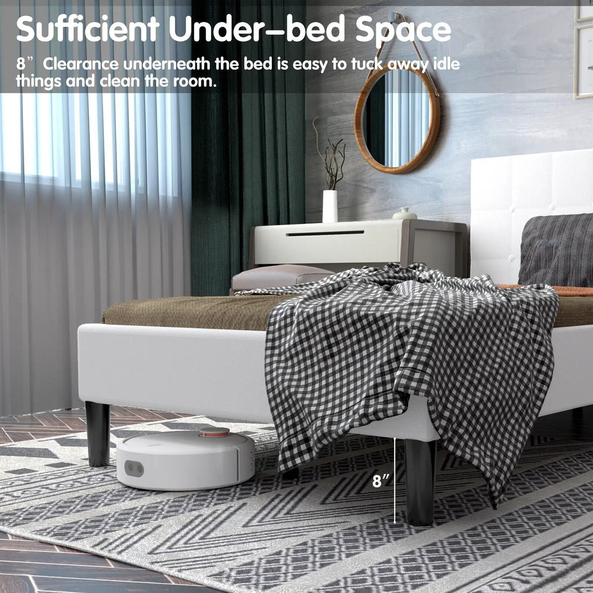 Platform Bed with Button Tufted Headboard, photo 7 of 9