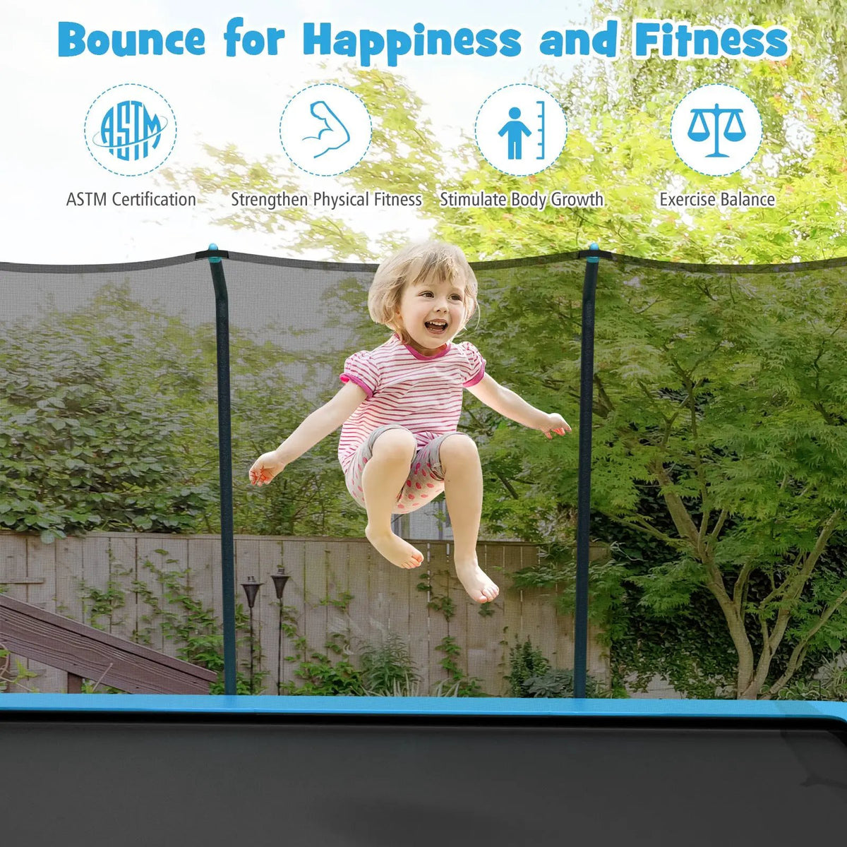 8 x 14 Feet Rectangular Recreational Trampoline with Safety Enclosure Net and Ladder, photo 12 of 16