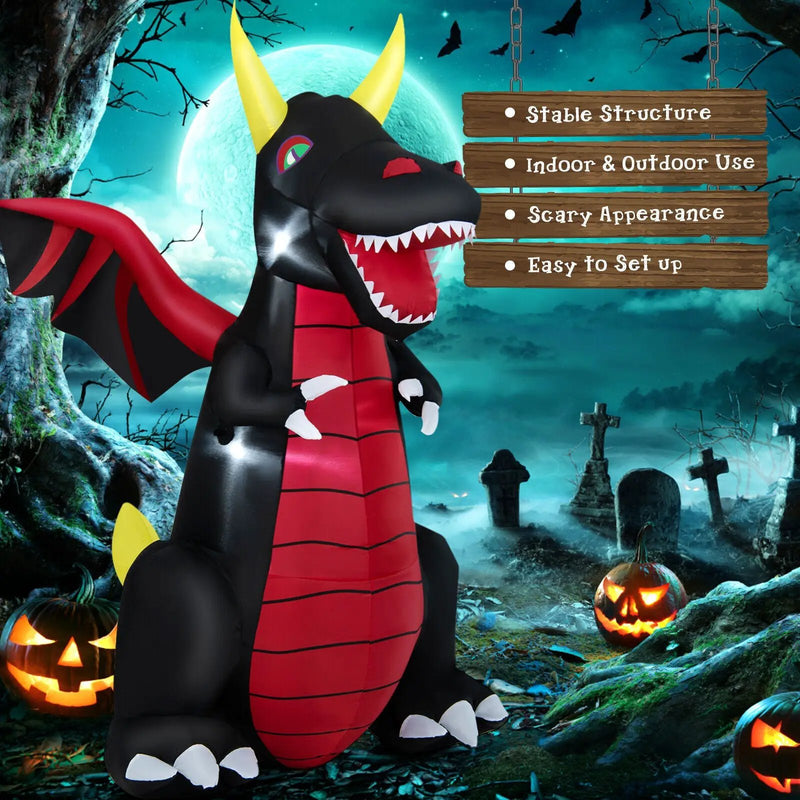 8 Feet Halloween Inflatable Fire Dragon Decoration with LED Lights by DirectDeals