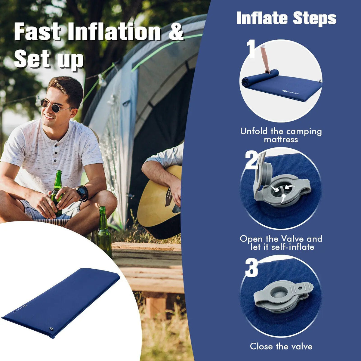 Self-inflating Lightweight Folding Foam Sleeping Cot with Storage bag, photo 5 of 7
