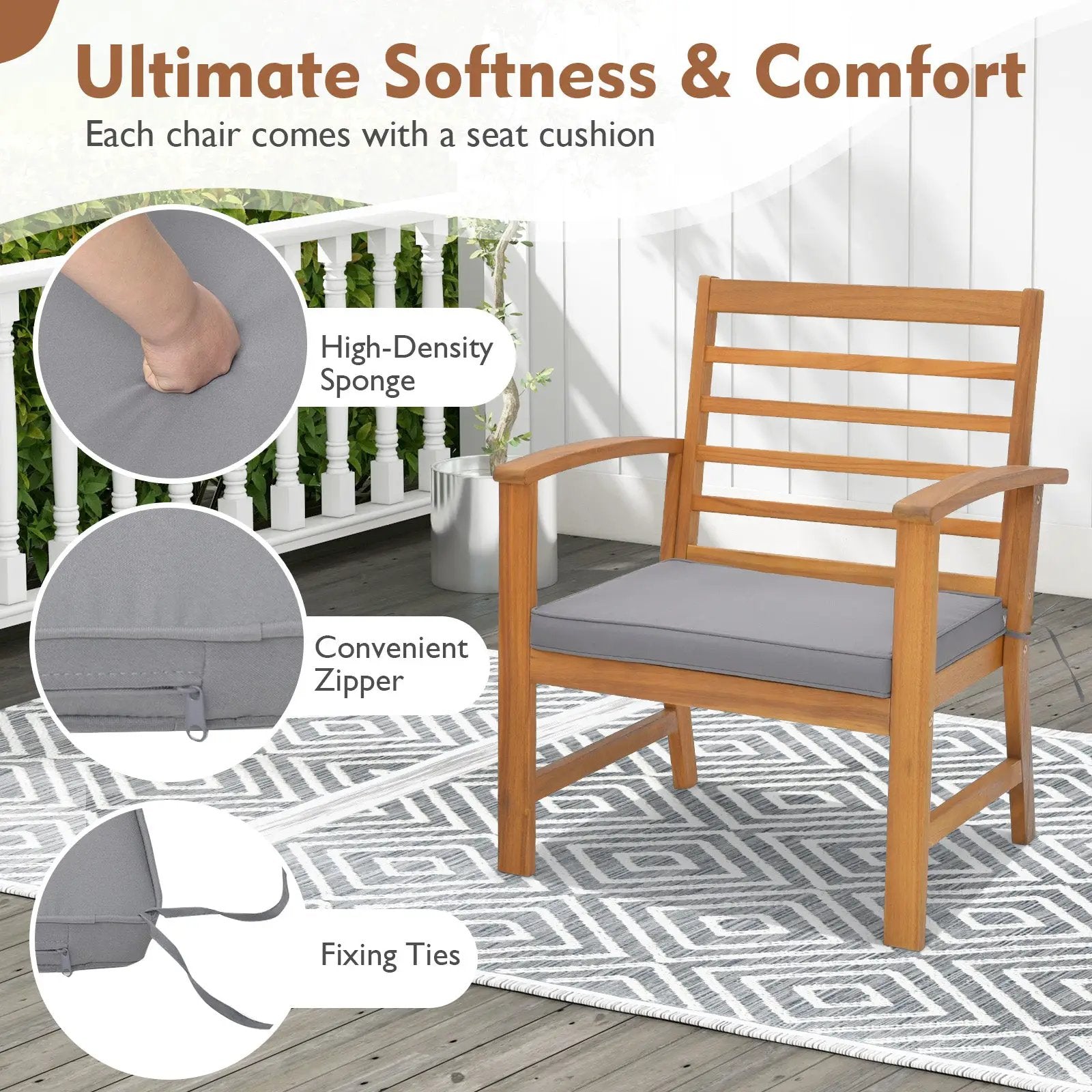 3 Pieces Outdoor Furniture Set with Soft Seat Cushions by DirectDeals