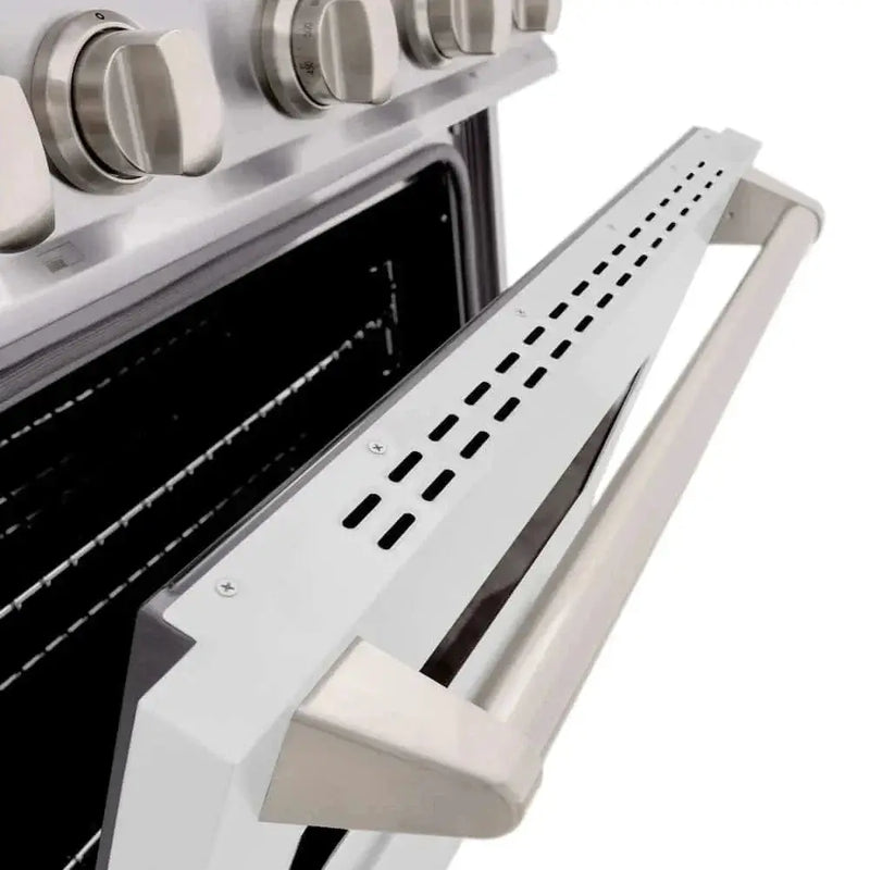 ZLINE 30" Dual Fuel Range, Gas Cooktop, Electric Convection Oven Stainless Steel, White Matte Door CDR-WM-30 by Farmhouse Kitchen and Bath