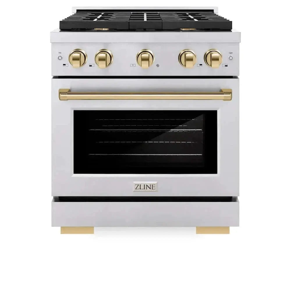 ZLINE 30 " Gas Range, Convection Oven Stainless Steel, Gold , SGRZ-30-G by Farmhouse Kitchen and Bath
