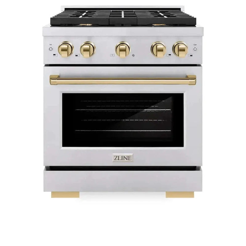 ZLINE 30 " Gas Range, Convection Oven Stainless Steel, Gold , SGRZ-30-G by Farmhouse Kitchen and Bath