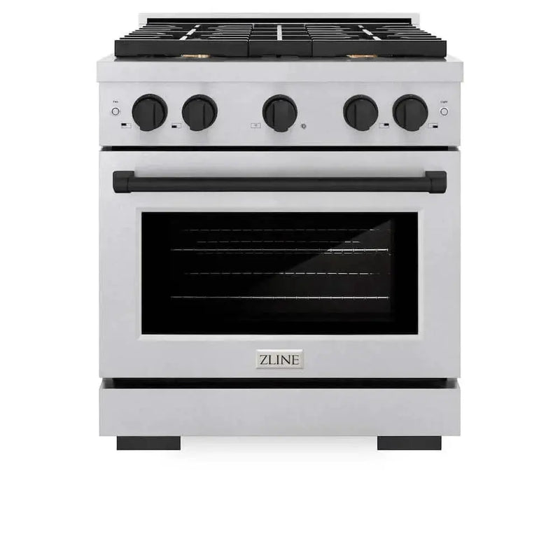 ZLINE 30"Gas Range, Convection Gas Oven , DuraSnow® Matte Black, SGRSZ-30-MB by Farmhouse Kitchen and Bath