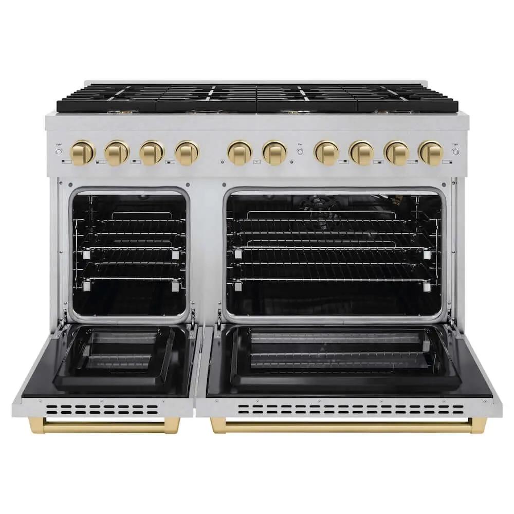 ZLINE 48"Gas Range, Convection Gas Oven, DuraSnow® Champagne Bronze, SGRSZ-48-CB by Farmhouse Kitchen and Bath