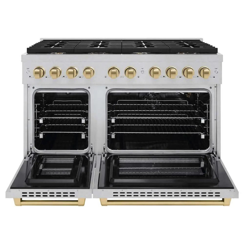 ZLINE 48"Gas Range, Convection Gas Oven, DuraSnow® Champagne Bronze, SGRSZ-48-CB by Farmhouse Kitchen and Bath