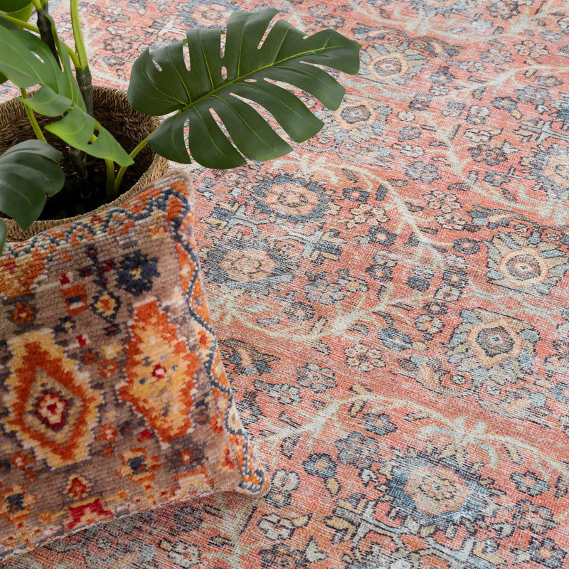Urpi Rose & Blue Washable Area Rug - Clearance by Boutique Rugs