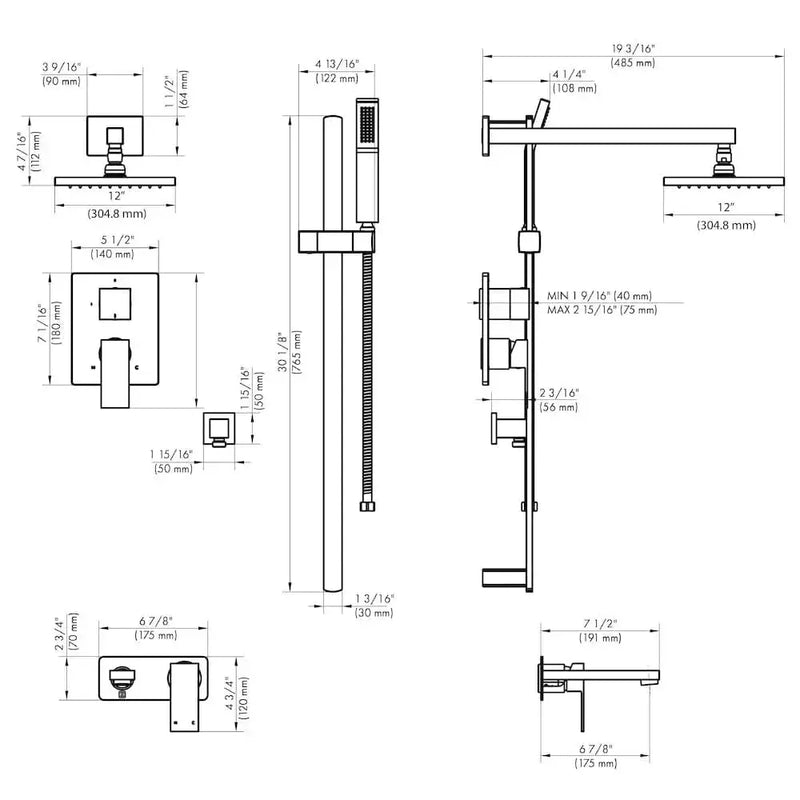ZLINE Bliss Shower System Oversized Shower Head, BLS-SHS12-BN by Farmhouse Kitchen and Bath