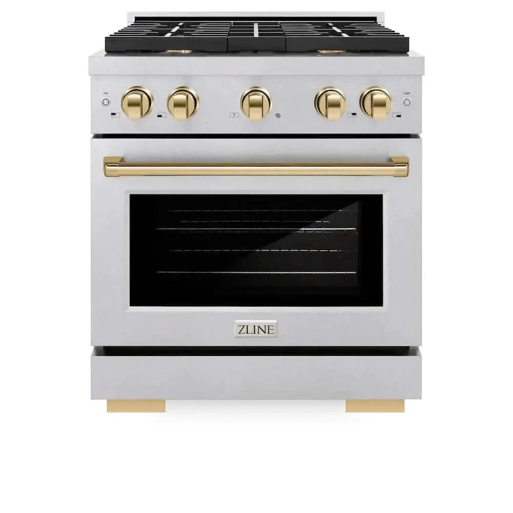 ZLINE 30"Gas Range, Convection Gas Oven , DuraSnow® Gold, SGRSZ-30-G by Farmhouse Kitchen and Bath