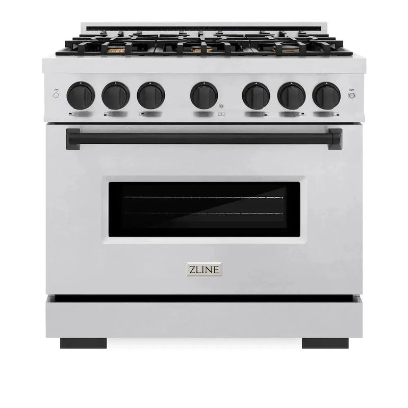 ZLINE 36"Classic Gas Range, Convection Gas Oven, DuraSnow® Stainless Steel, Matte Black CGRSZ-36-MB by Farmhouse Kitchen and Bath