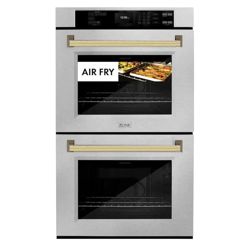 ZLINE 30"Professional True Convection Double Wall Oven, Air Fry, Self Clean, DuraSnow® Gold WADSZ-30-G by Farmhouse Kitchen and Bath