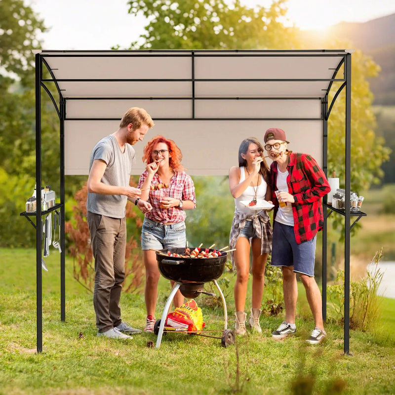 BBQ Grill Canopy 7.8 x 4.4 FT with Shelves and Sidewall by DirectDeals
