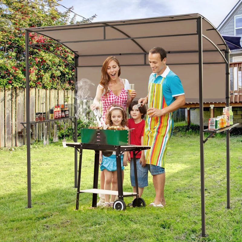 BBQ Grill Canopy 7.8 x 4.4 FT with Shelves and Sidewall by DirectDeals