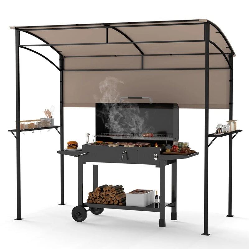 BBQ Grill Canopy 7.8 x 4.4 FT with Shelves and Sidewall by DirectDeals