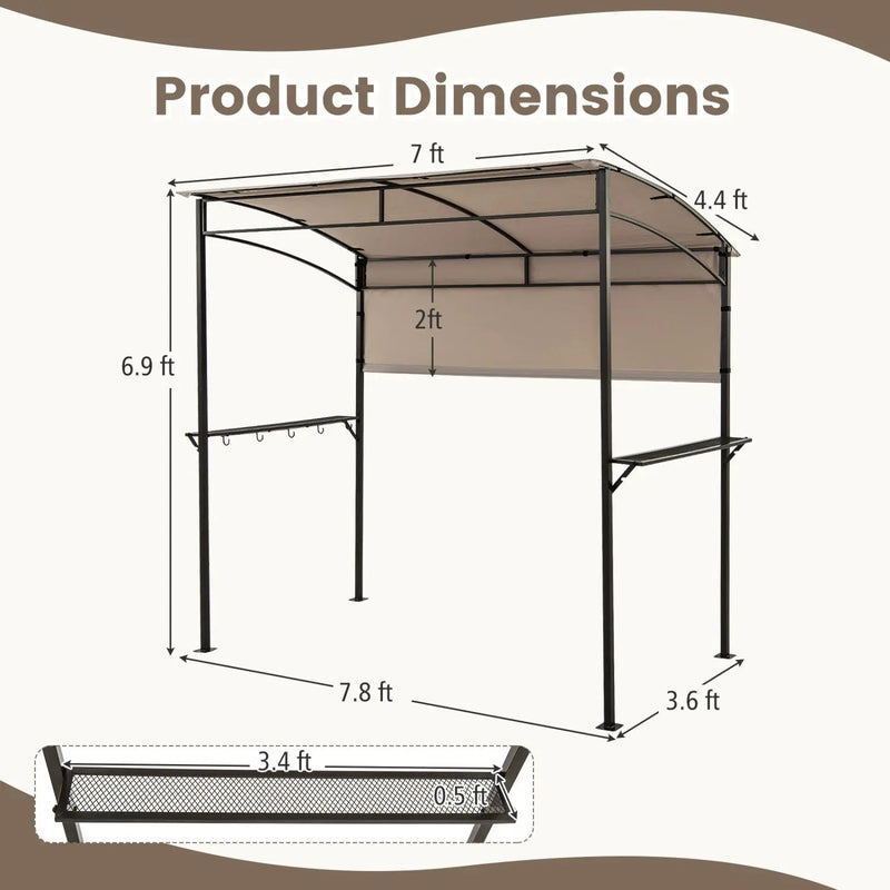 BBQ Grill Canopy 7.8 x 4.4 FT with Shelves and Sidewall by DirectDeals